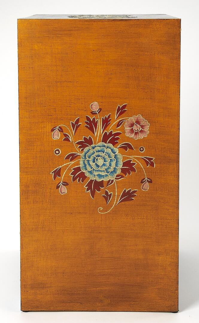 20" Blue and Brown Hand Painted Wood Accent Cabinet With Three Drawers