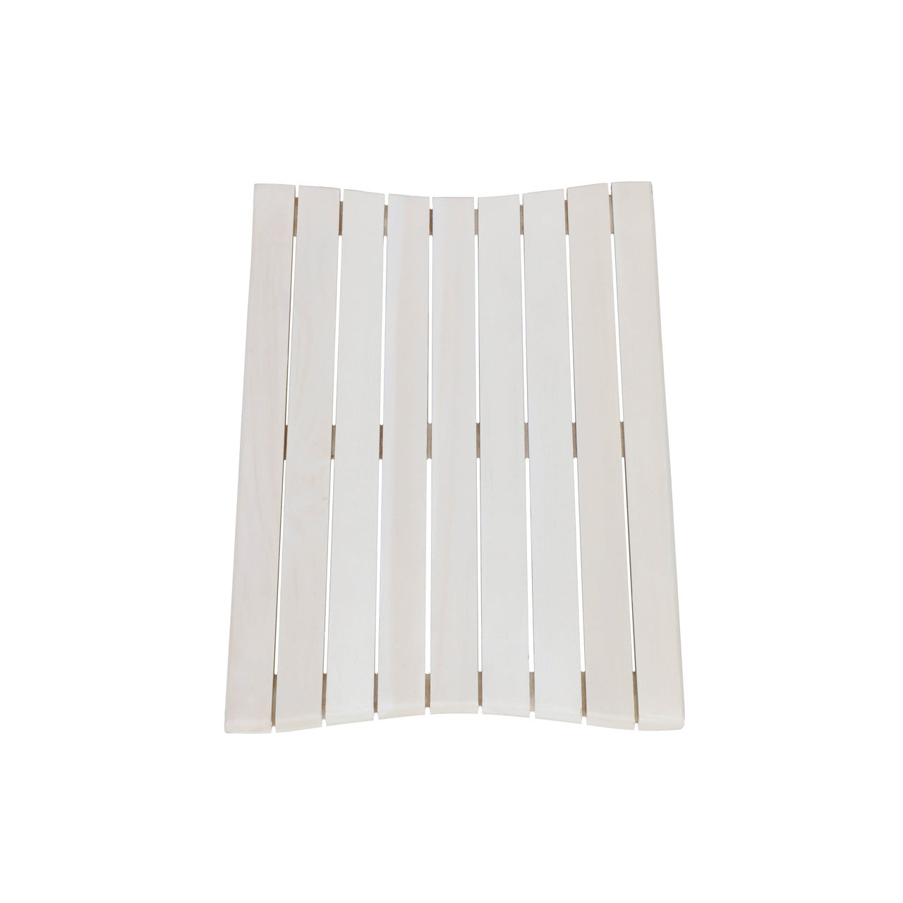 23" White Teak Slat Non Slip Bath Mat