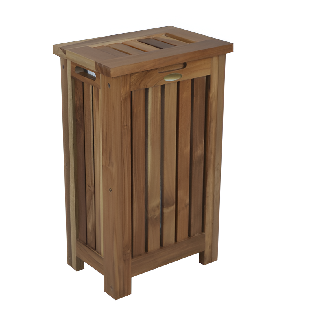 24" Brown Solid Wood Laundry Hamper With Lid