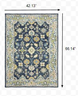 4' X 6' Navy And Blue Bohemian Area Rug