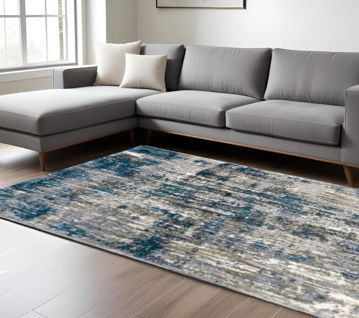 8' X 10' Grey And Blue Grey Skies Area Rug