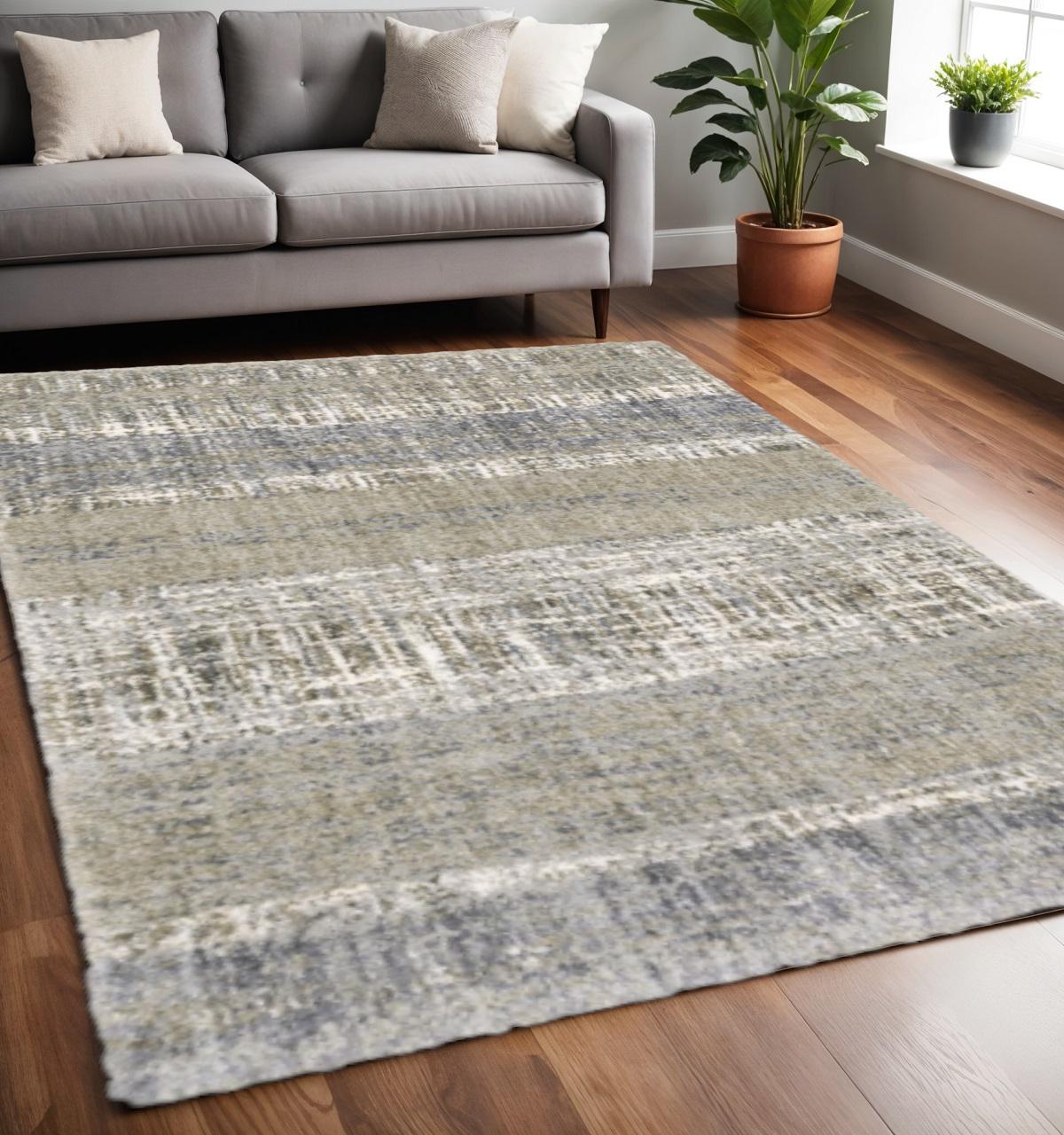 5' X 8' Grey And Ivory Abstract Lines Area Rug