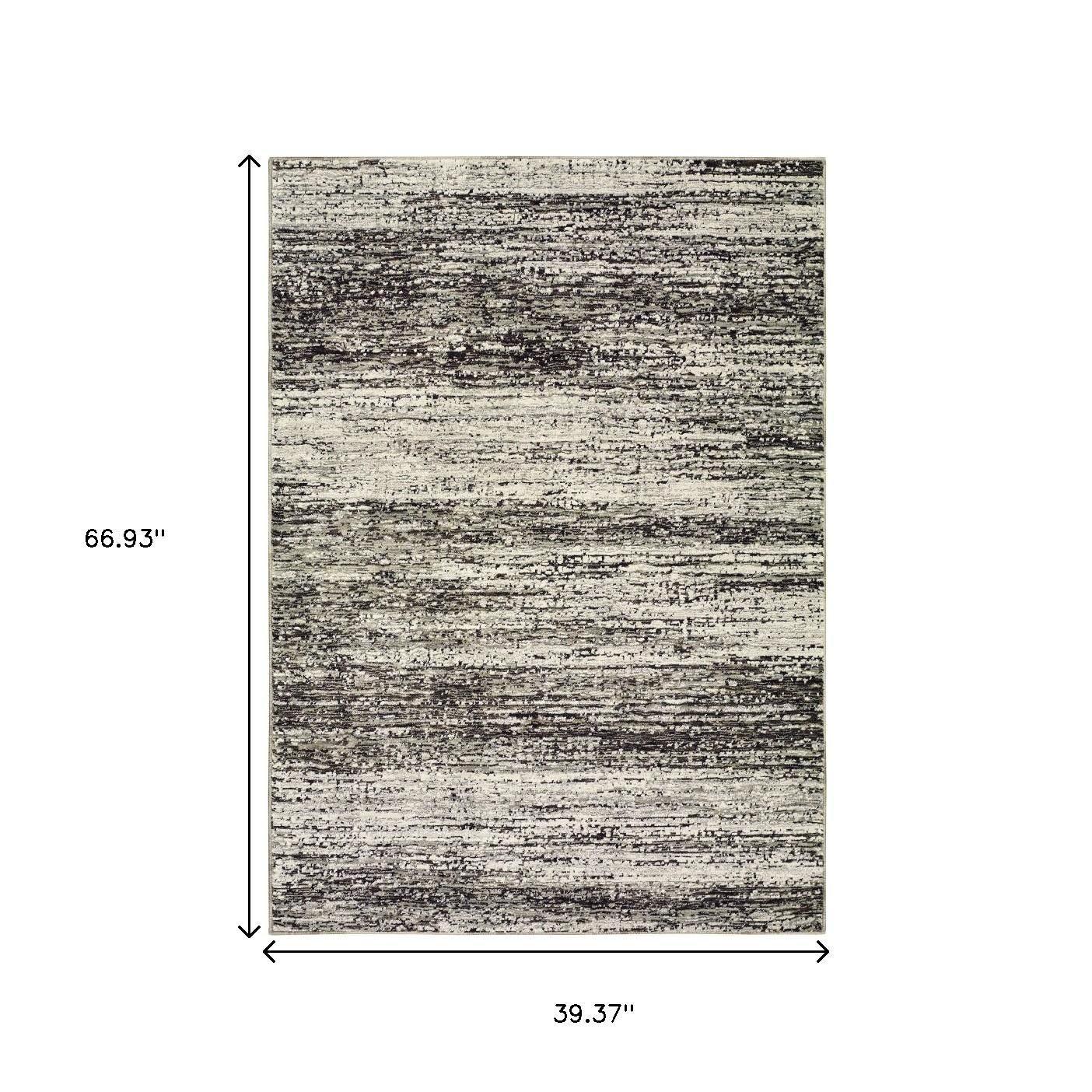 3' X 5' Ash And Slate Abstract Area Rug