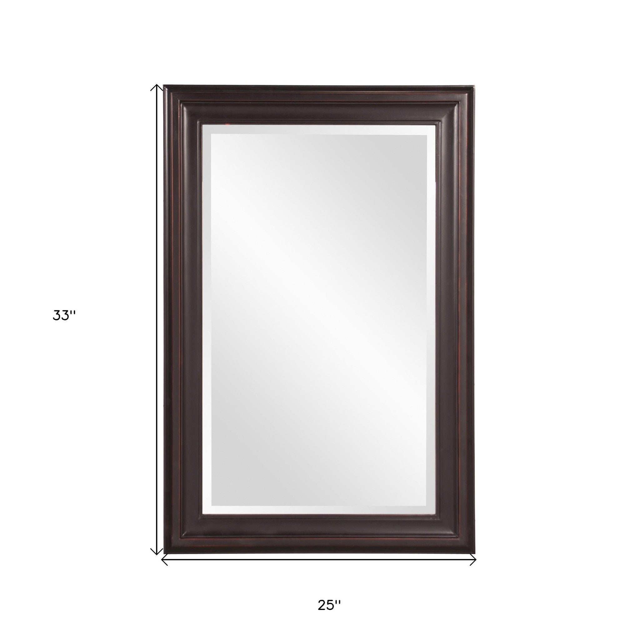 Rectangle Oil Rubbed Bronze Finish Mirror With Wooden Bronze Frame