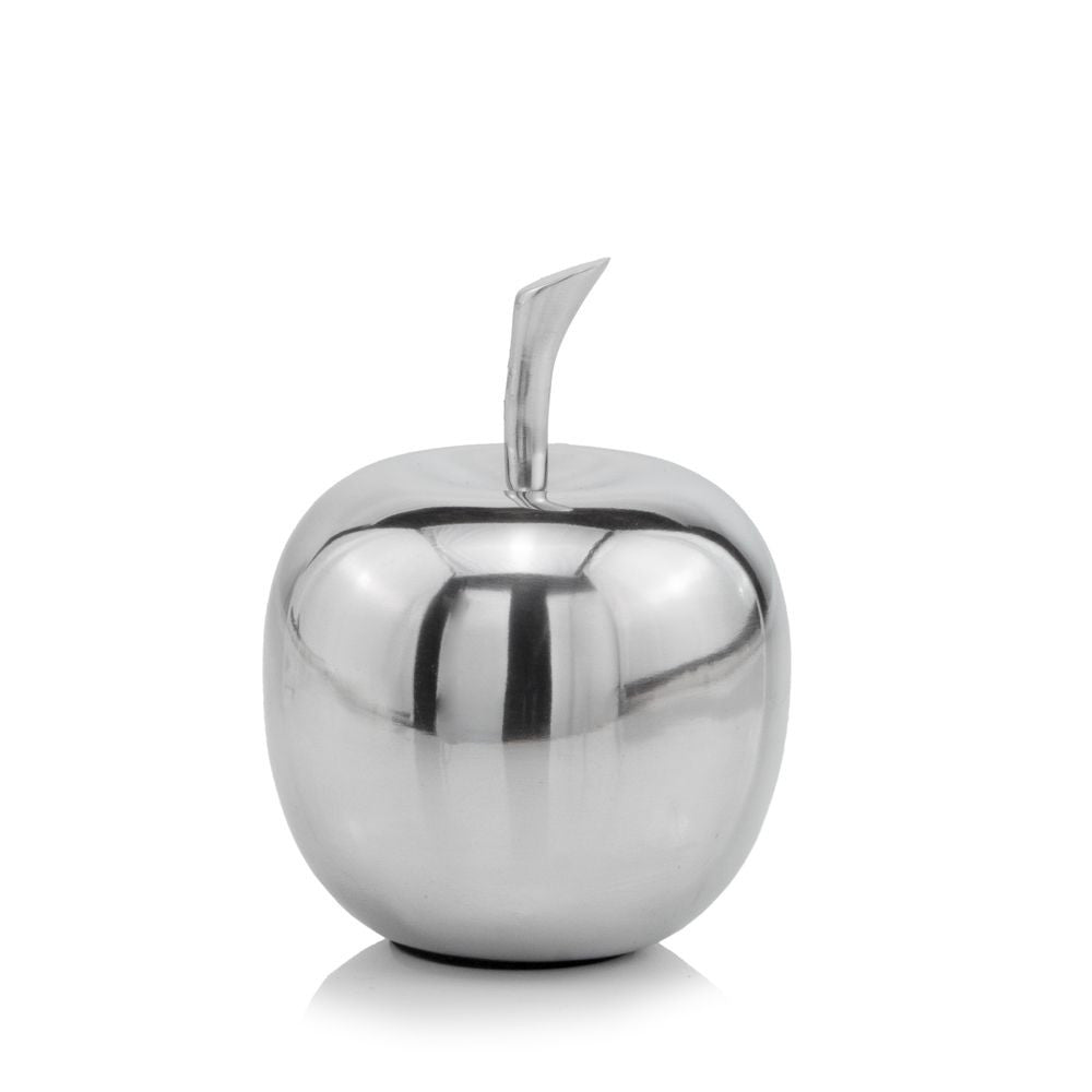 11" Silver Buffed Aluminum Decorative Apple Tabletop Sculpture