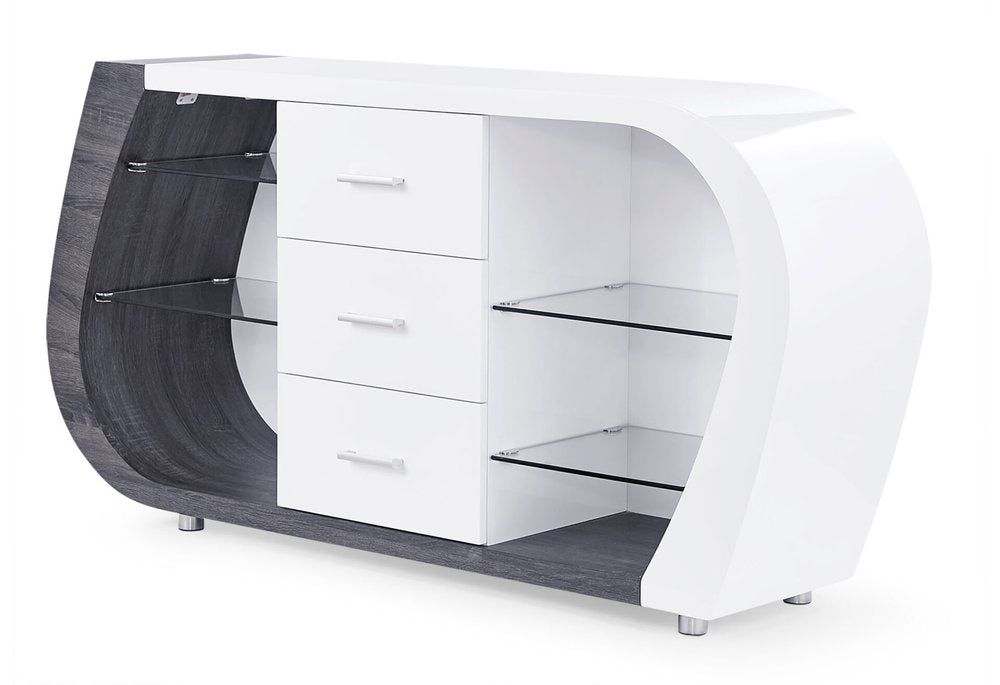 White And Grey Multi Tone Buffet With 3 Drawers