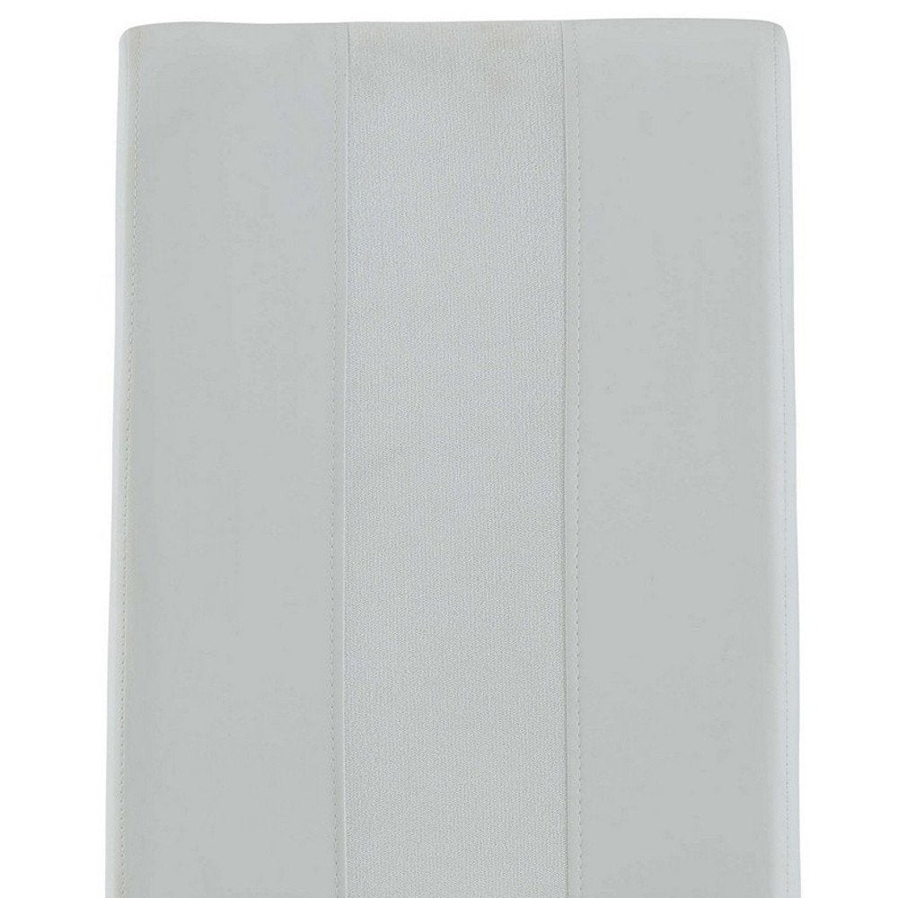 Set of Four White and Silver Upholstered Faux Leather Dining Side Chairs