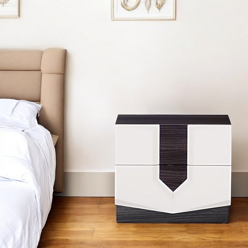 21" Gray Wood Two Drawer Nightstand