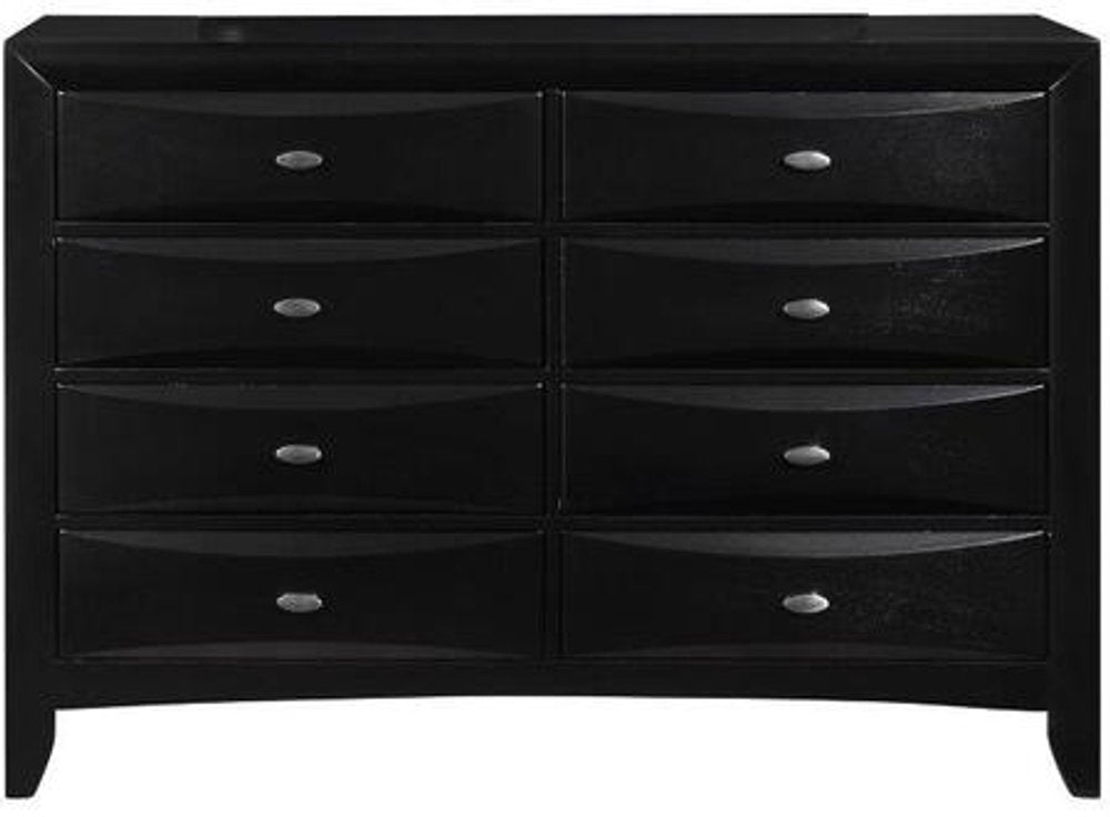59" Black Solid Wood Eight Drawer Double Dresser