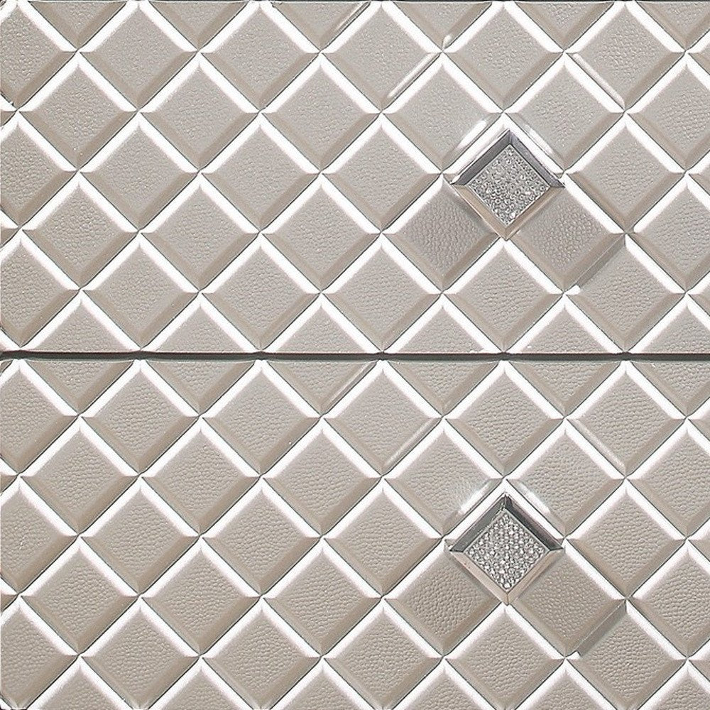 26" Solid and Manufactured Wood And Mirrored Glass Nightstand