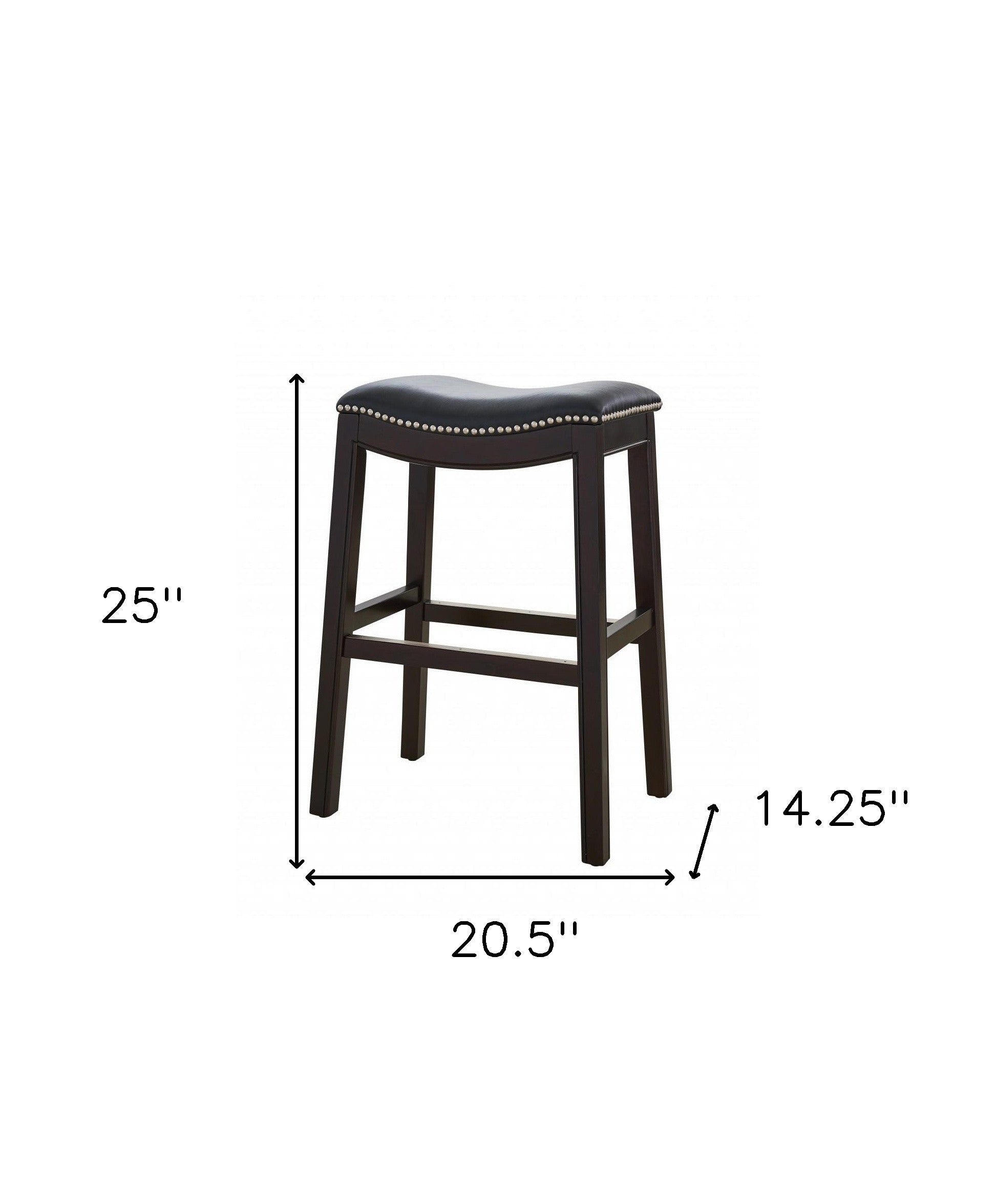 26" Black And Espresso Faux Leather And Solid Wood Backless Counter Height Bar Chair