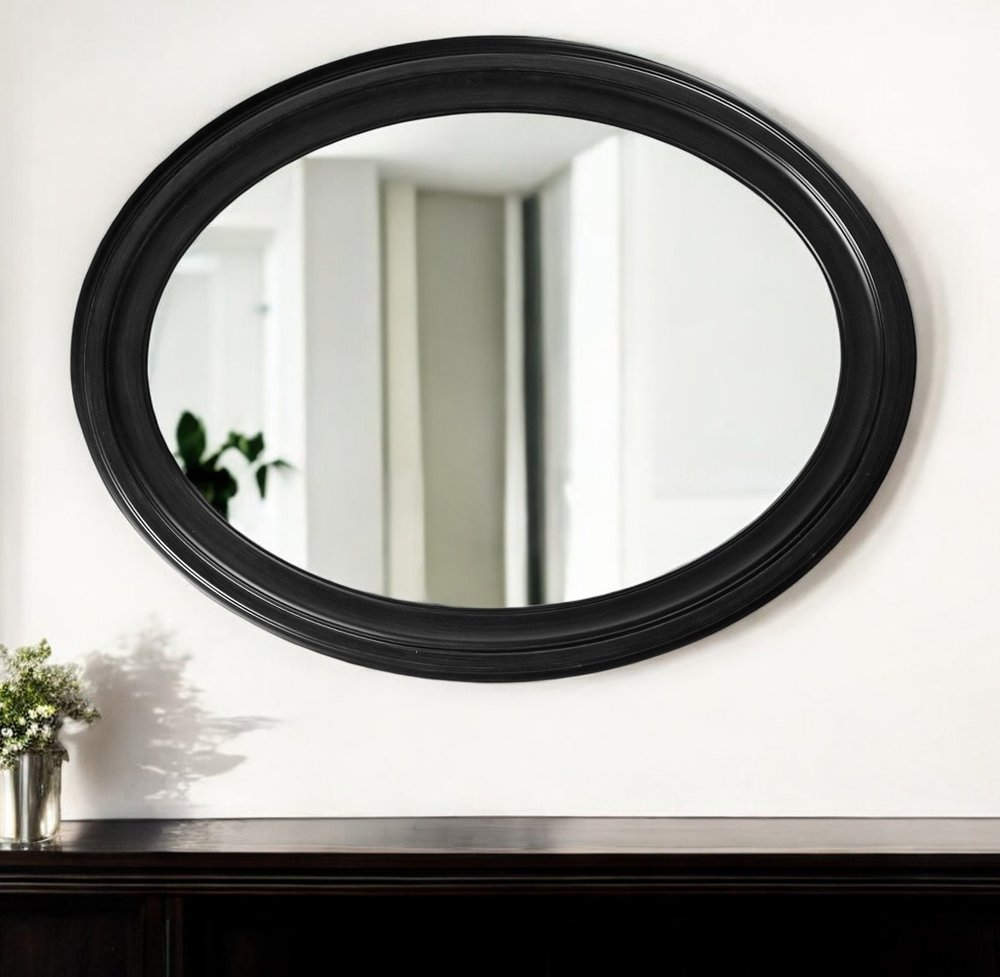 33" Black Oval Framed Accent Mirror