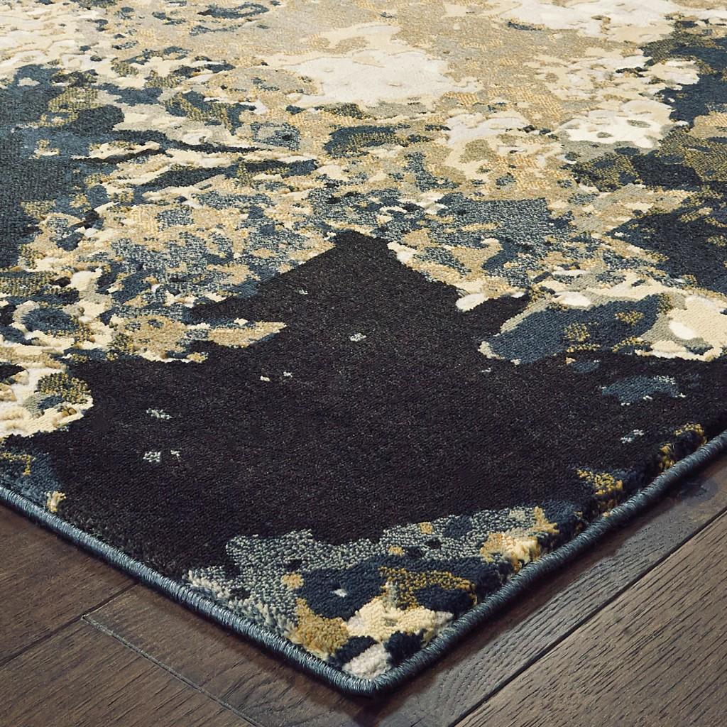5' X 8' Ivory And Navy Blue Abstract Area Rug