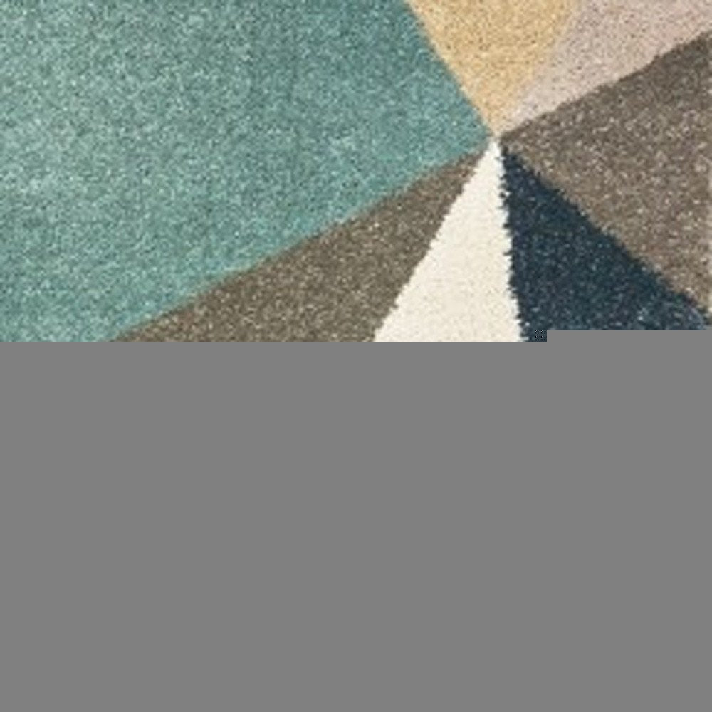 2' X 3' Blue Green And Beige Abstract Geometric Area Rug