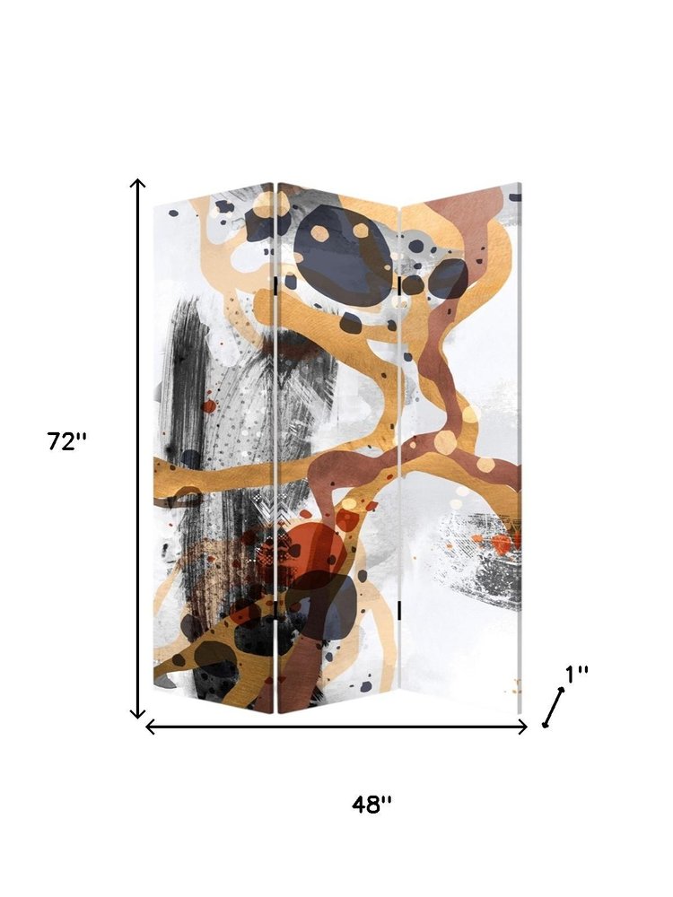 Contemporary Abstract Art Three Panel Room Divider Screen