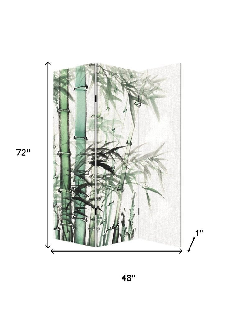 Three Panel Reversible Bamboo Art Room Divider Screen