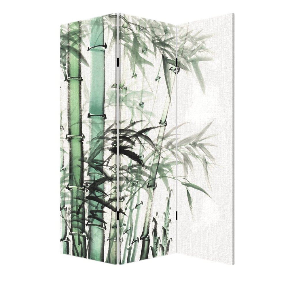 Three Panel Reversible Bamboo Art Room Divider Screen