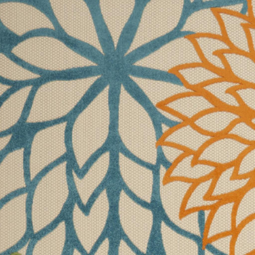 8' X 11' Ivory And Blue Indoor Outdoor Area Rug