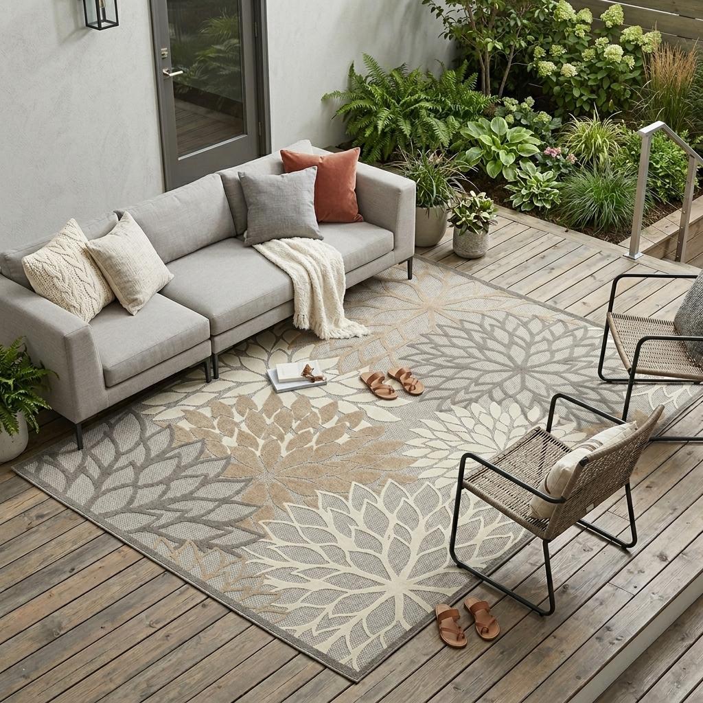 8' X 11' Gray And Ivory Indoor Outdoor Area Rug