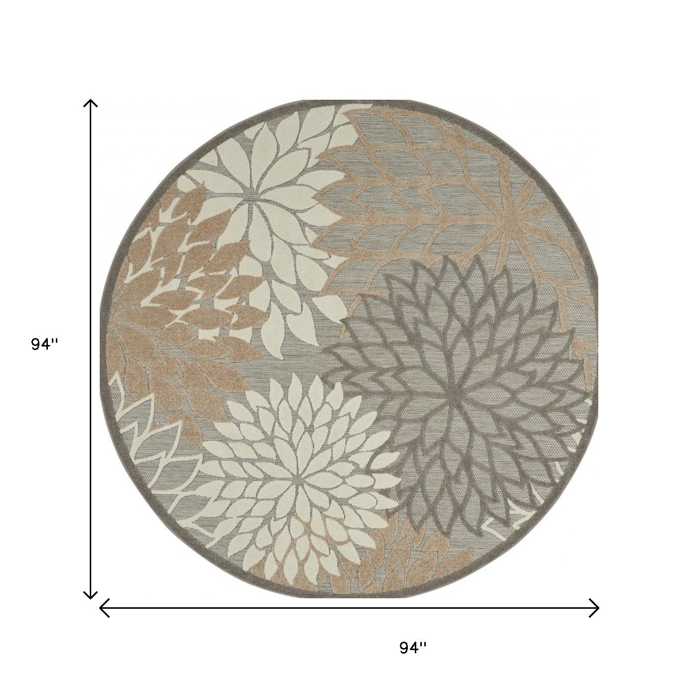 8' Gray And Ivory Round Indoor Outdoor Area Rug