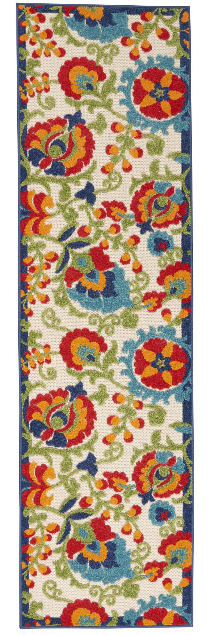 8' Green And Ivory Indoor Outdoor Area Rug