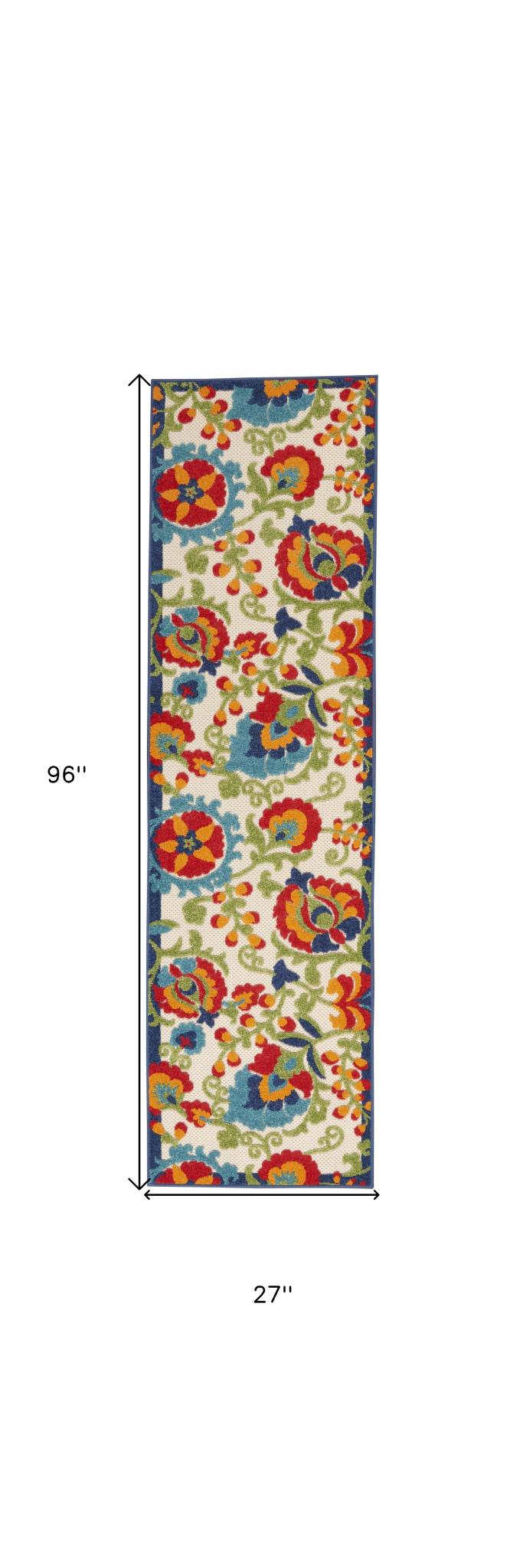 8' Green And Ivory Indoor Outdoor Area Rug