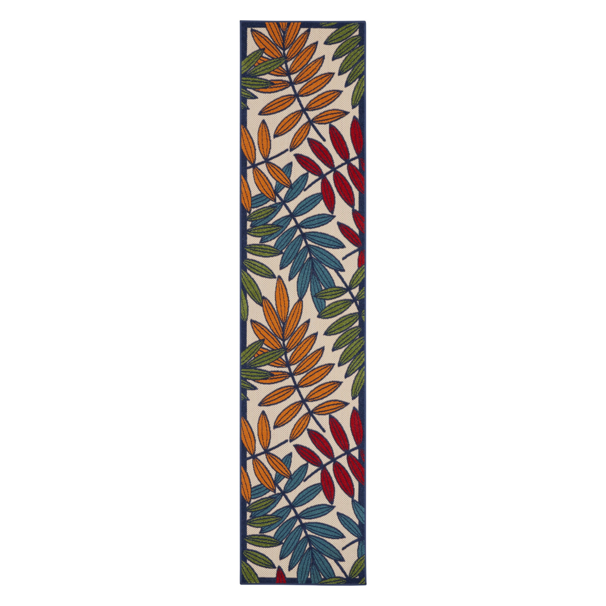 10' Ivory And Blue Floral Indoor Outdoor Area Rug