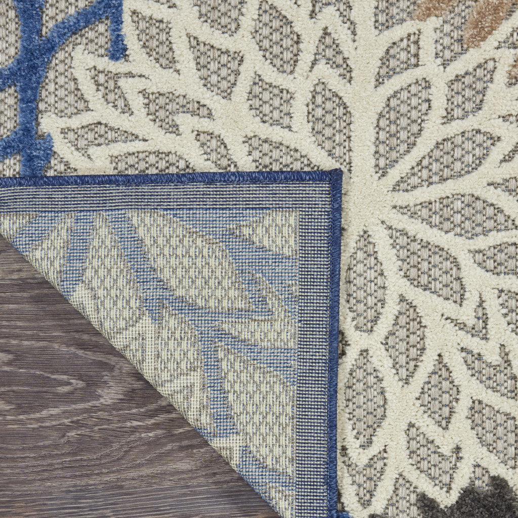 6' Blue And Gray Indoor Outdoor Area Rug