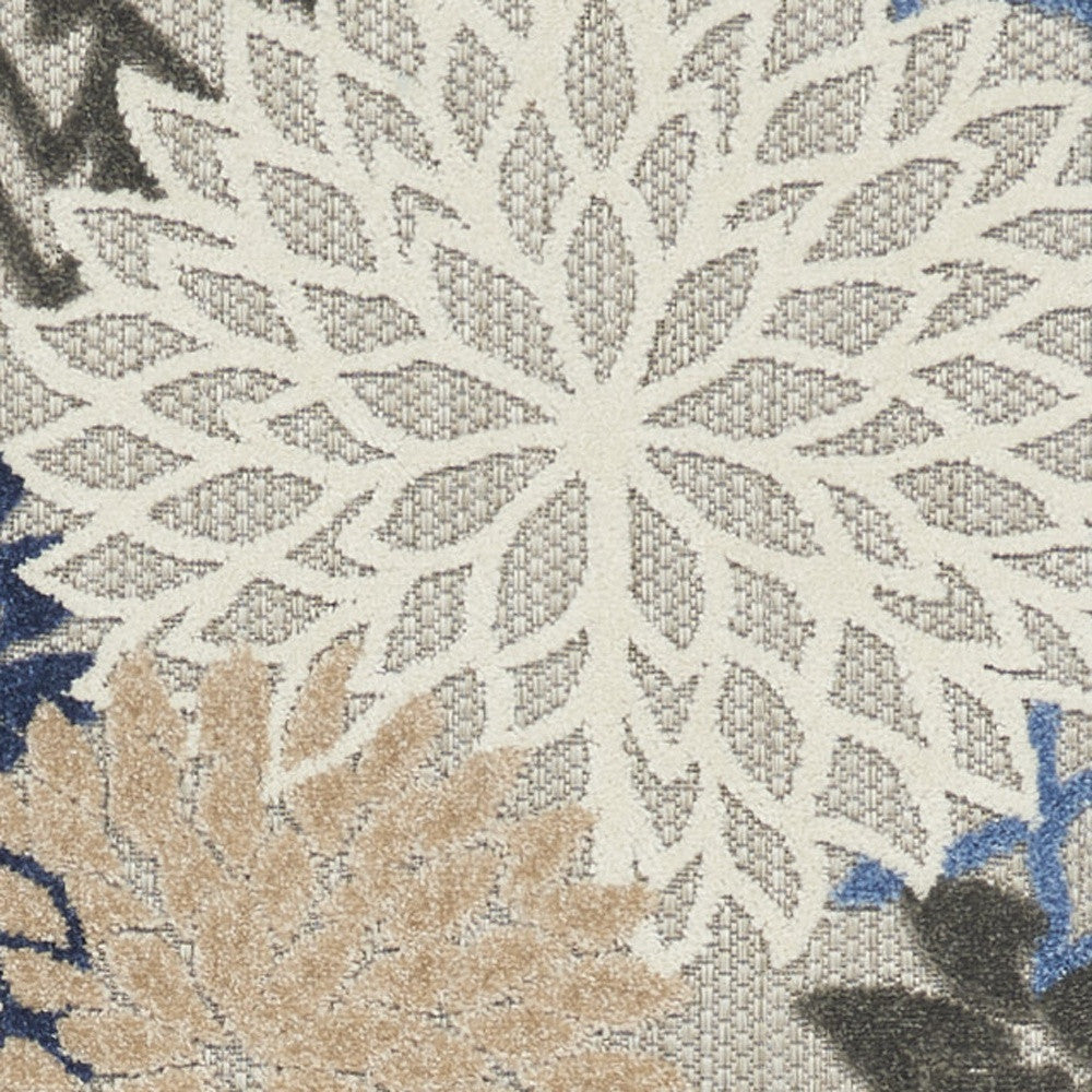 6' Blue And Gray Indoor Outdoor Area Rug
