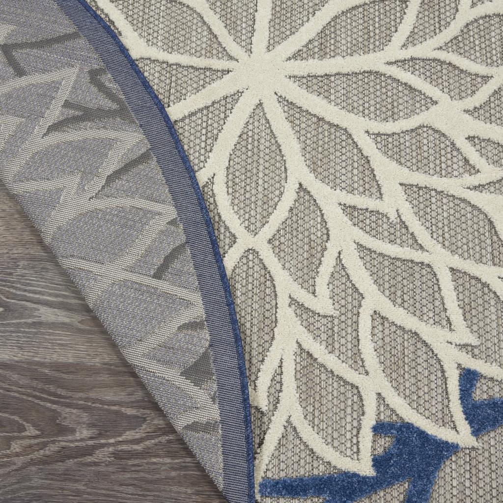 4' Blue And Gray Round Indoor Outdoor Area Rug