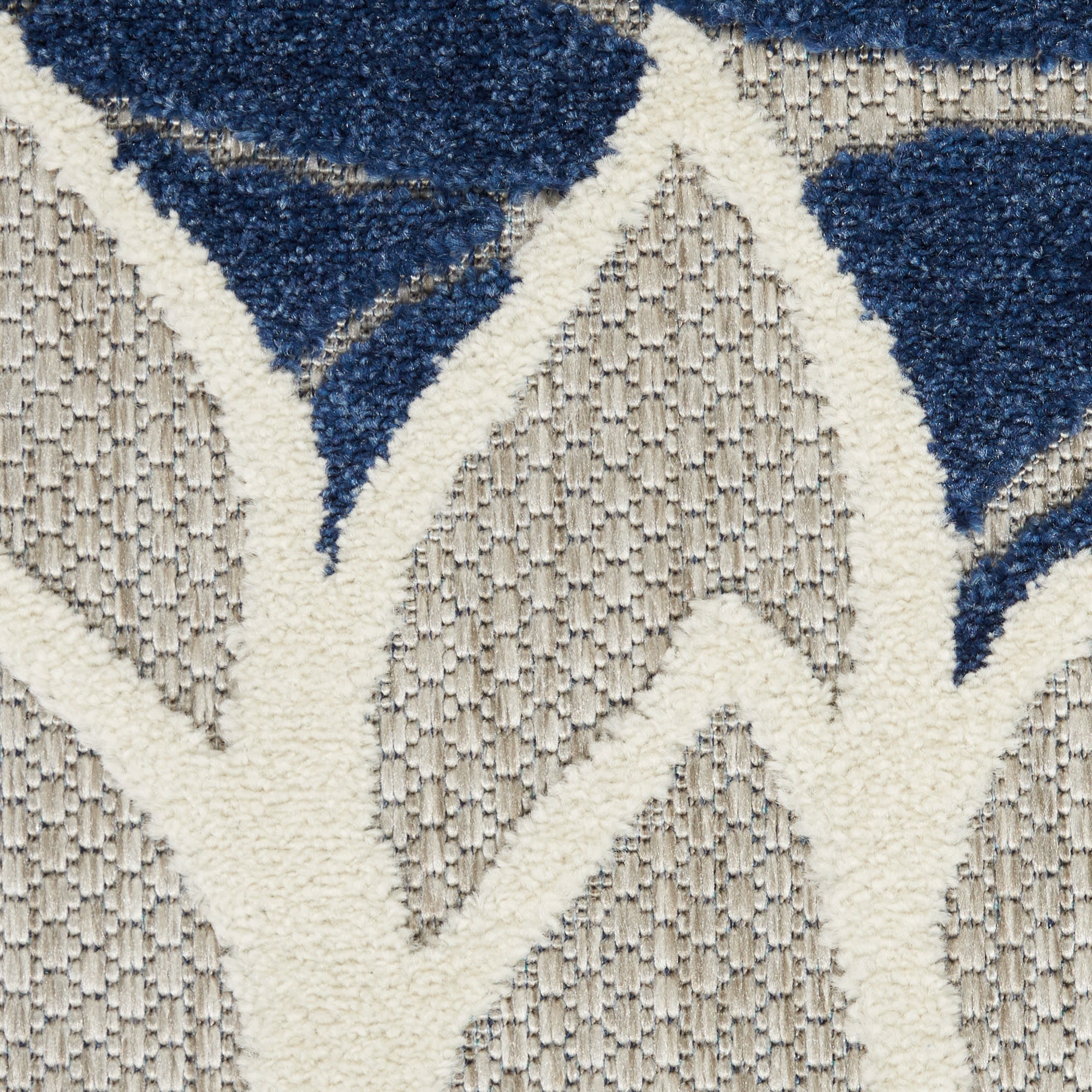 4' Ivory And Blue Round Indoor Outdoor Area Rug