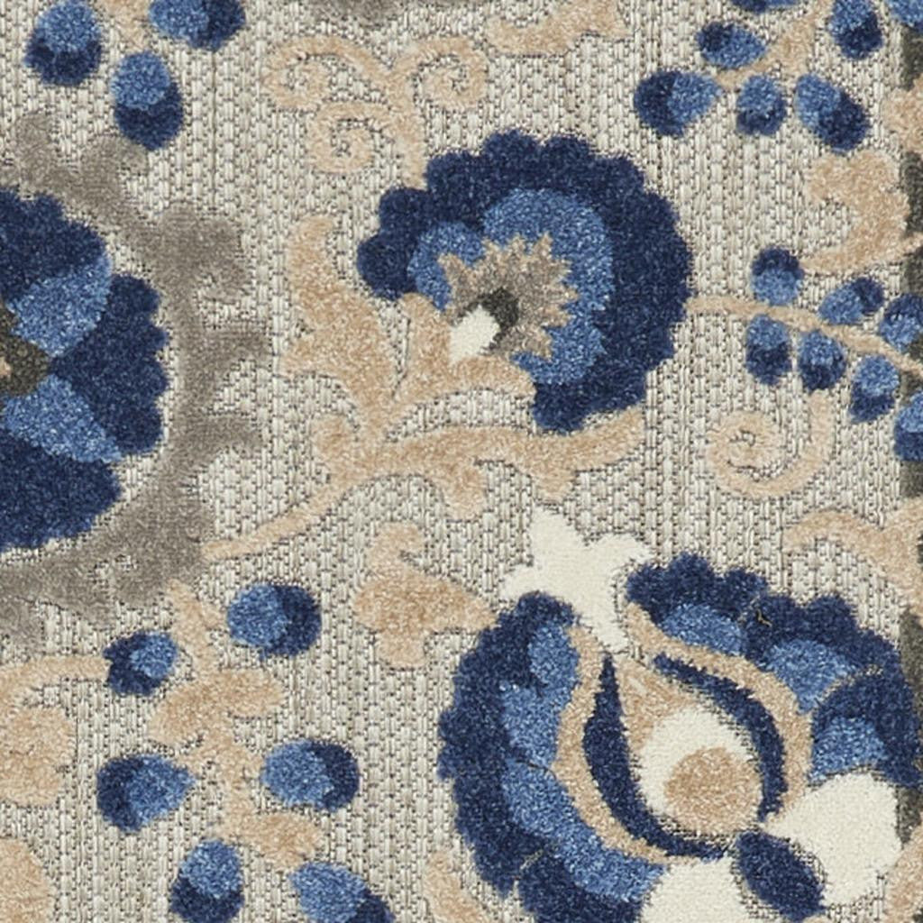 8' Blue And Gray Indoor Outdoor Area Rug