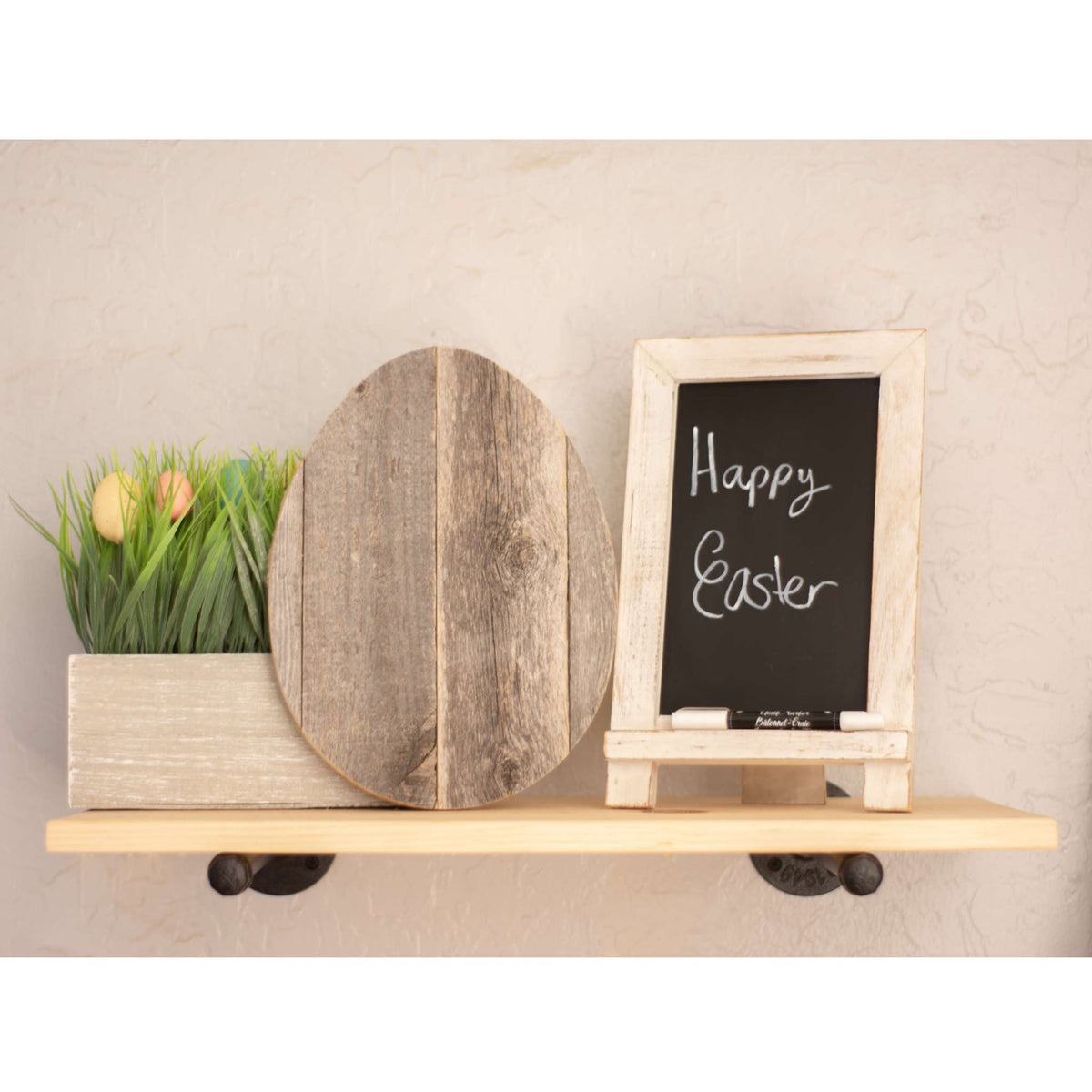 12" X 9" Gray Reclaimed Wood Egg Shaped Wall Decor