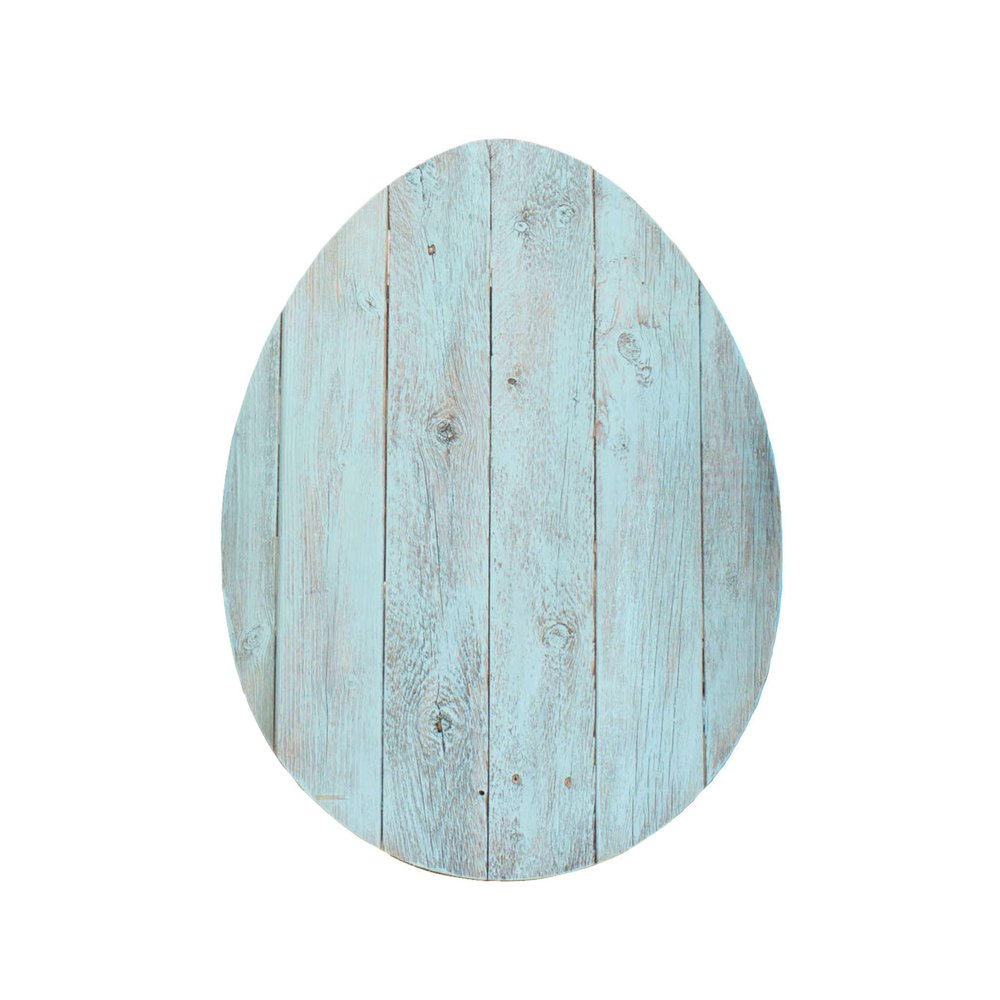 18" X 14" Turquoise Reclaimed Wood Egg Shaped Wall Decor