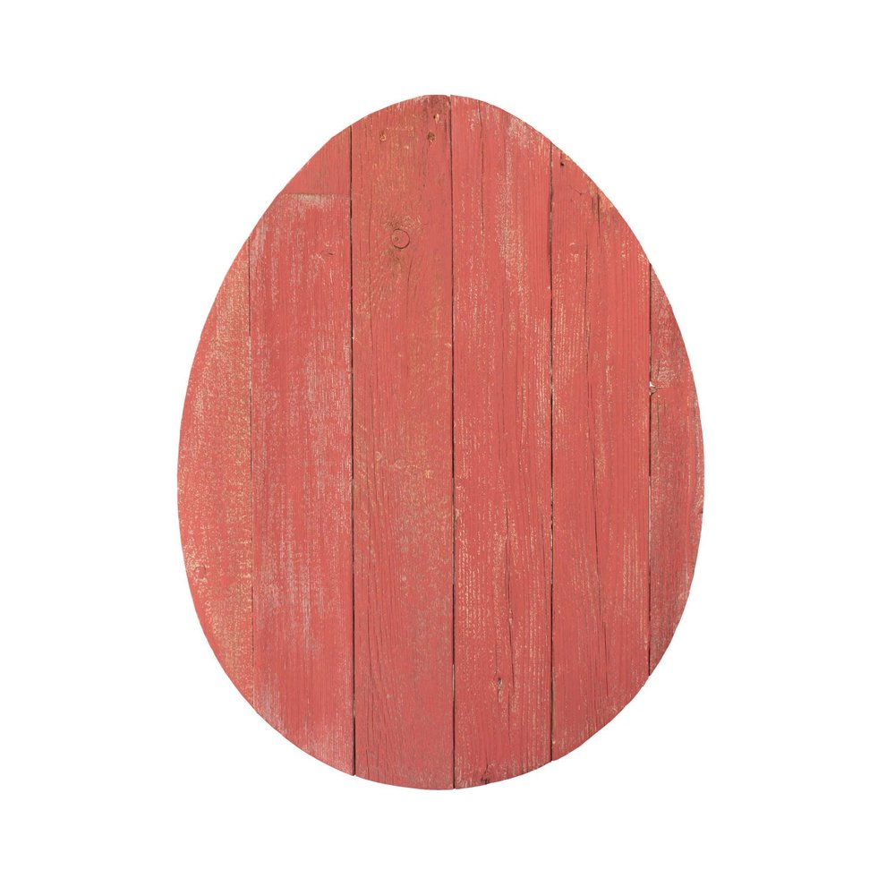 12" X 9" Red Reclaimed Wood Egg Shaped Wall Decor