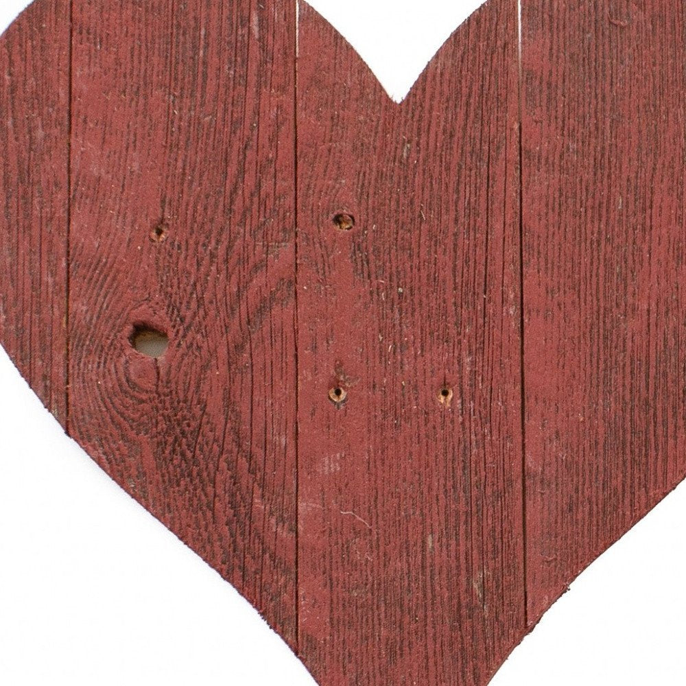 12" X 12" Red Wood Heart Hanging Dimensional Sculpture