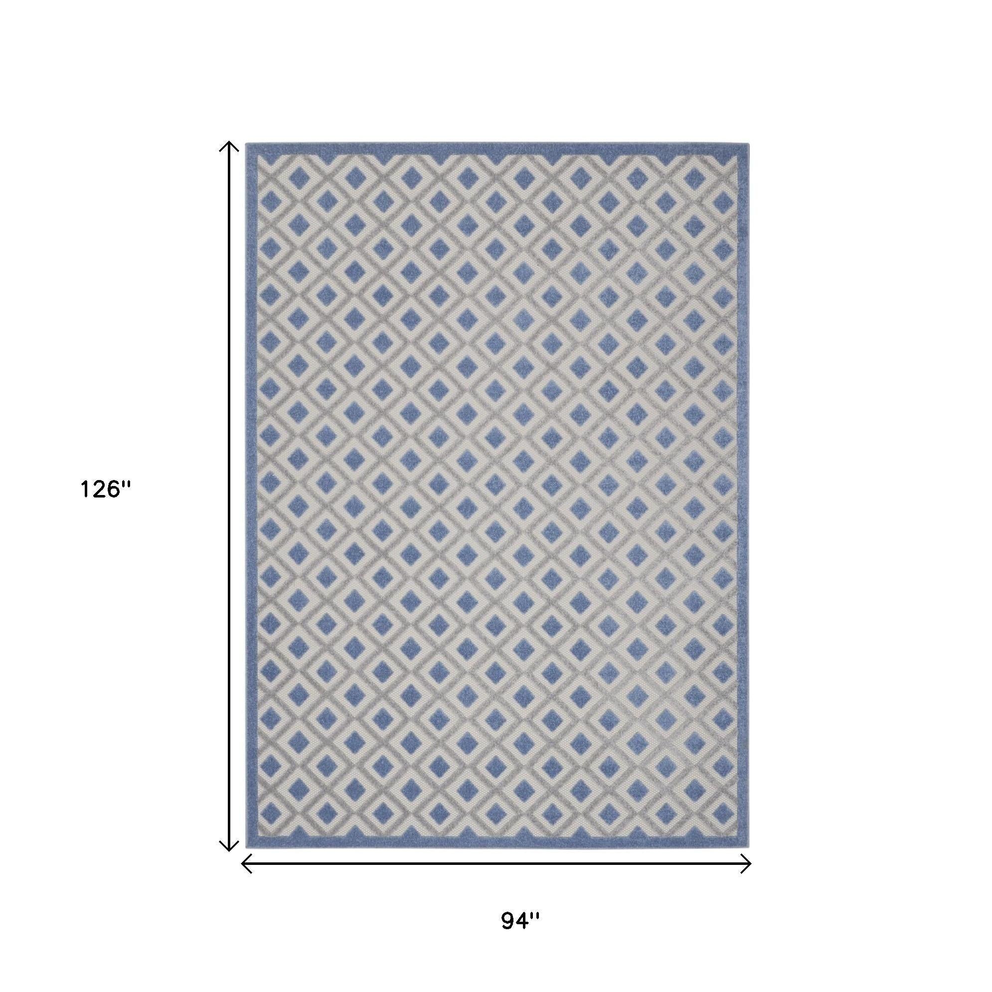 8' X 11' Blue And Gray Indoor Outdoor Area Rug