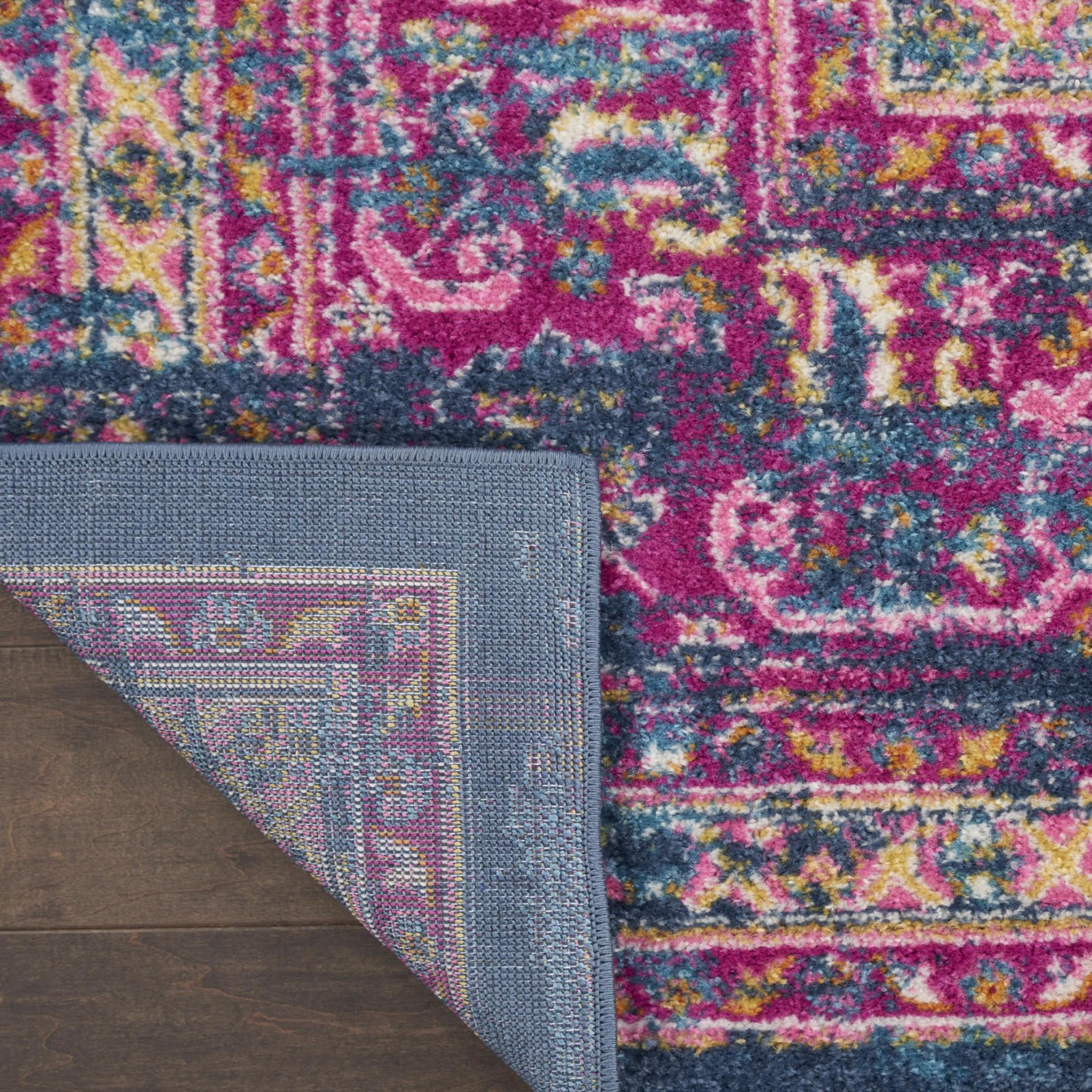 7' X 10' Blue And Pink Medallion Distressed Area Rug