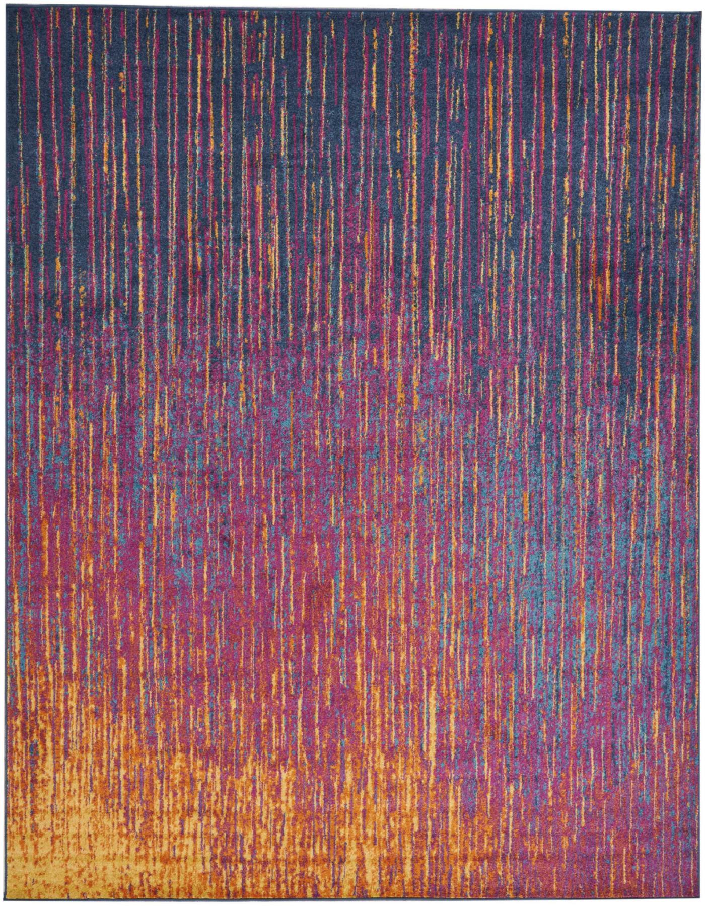 8' X 10' Blue And Orange Abstract Area Rug
