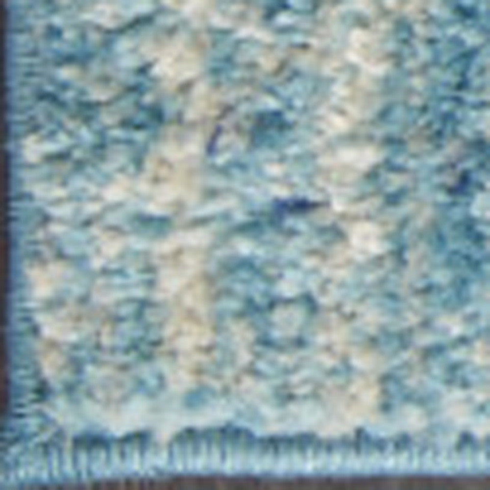 8' X 10' Blue And Ivory Abstract Area Rug