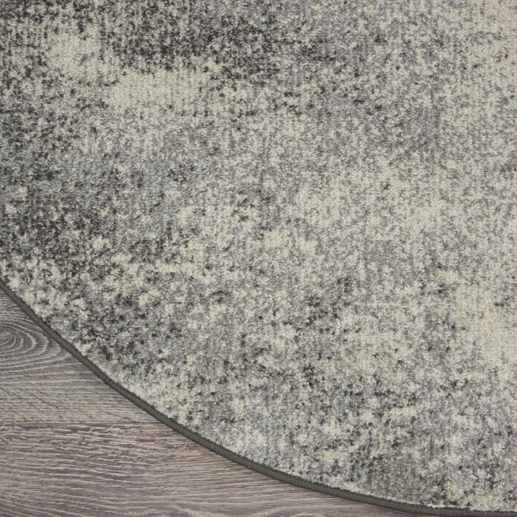 4' Gray And Ivory Abstract Round Rug