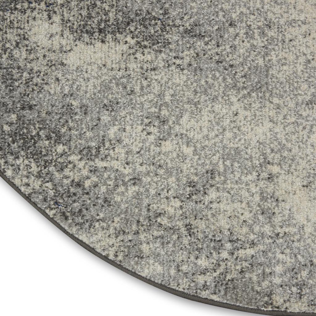 4' Gray And Ivory Abstract Round Rug