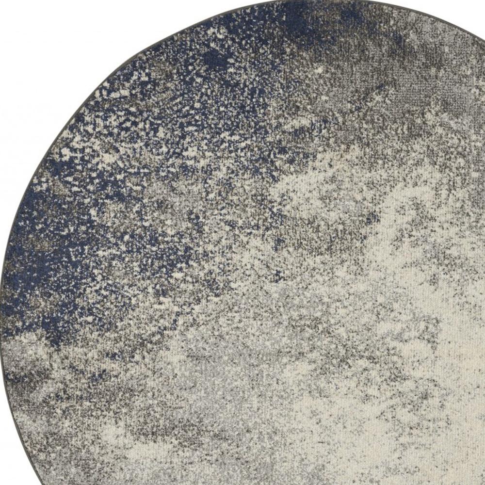 4' Gray And Ivory Abstract Round Rug