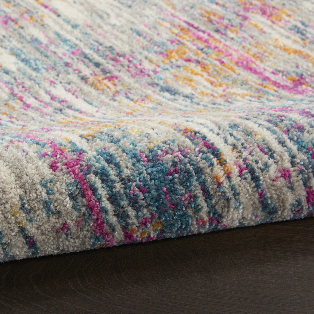 5' X 7' Ivory And Blue Abstract Area Rug