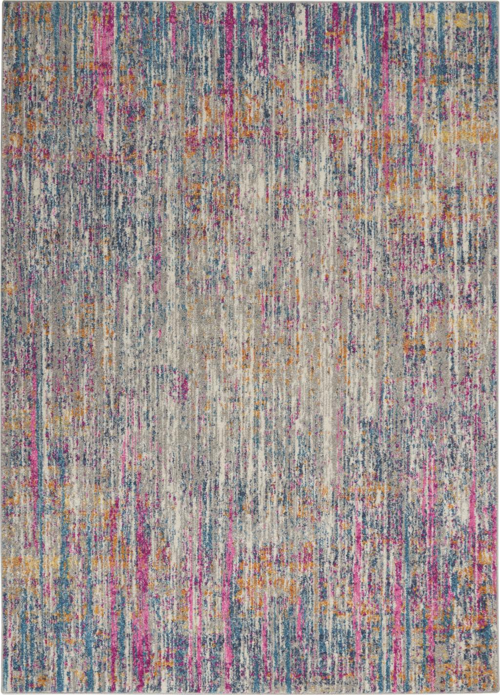 5' X 7' Ivory And Blue Abstract Area Rug