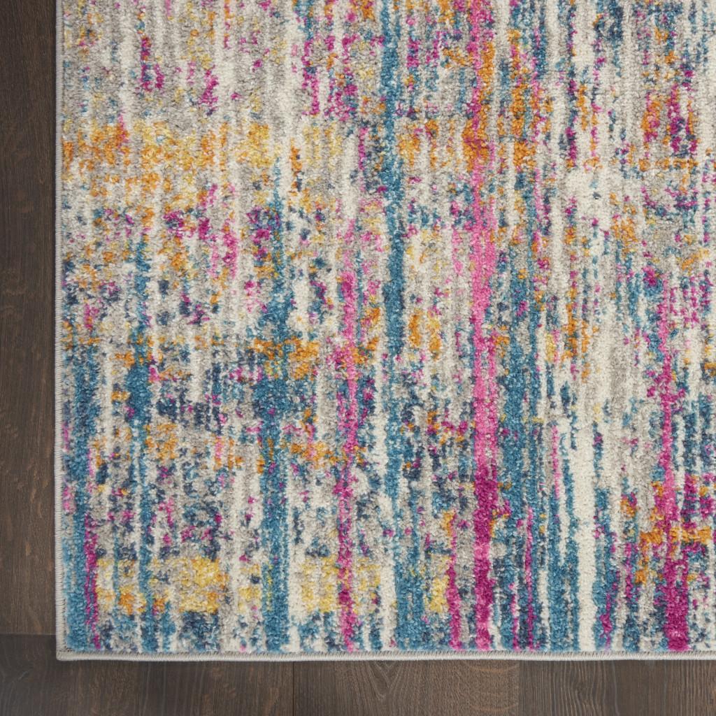 5' X 7' Ivory And Blue Abstract Area Rug
