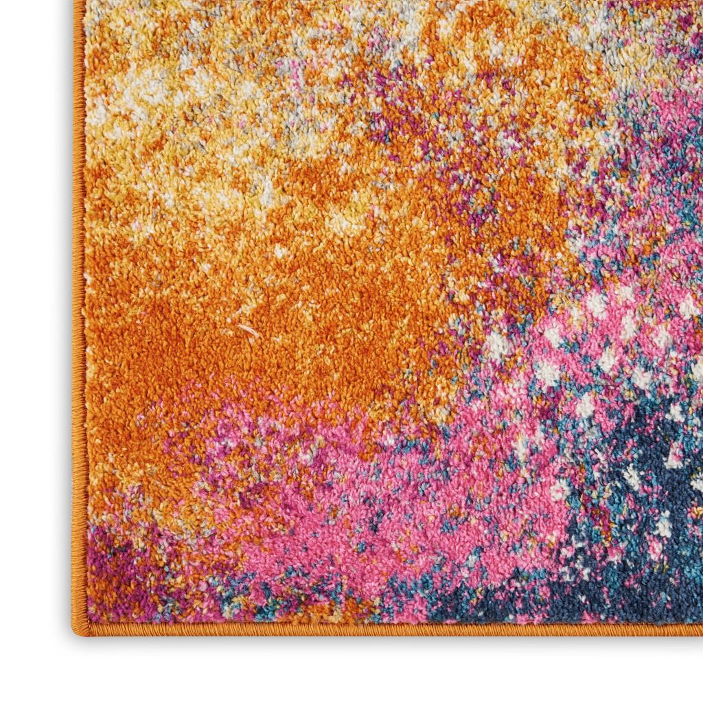 5' X 7' Blue And Orange Abstract Area Rug