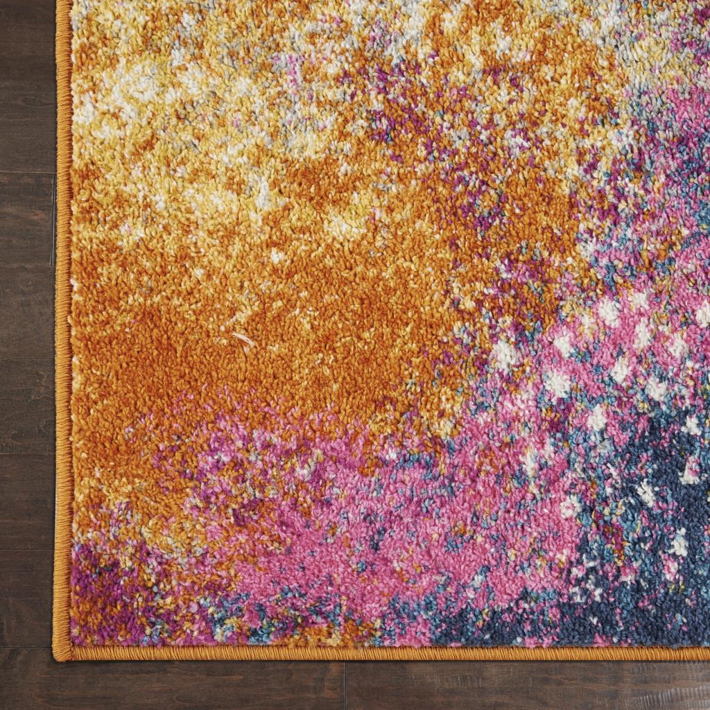 5' X 7' Blue And Orange Abstract Area Rug