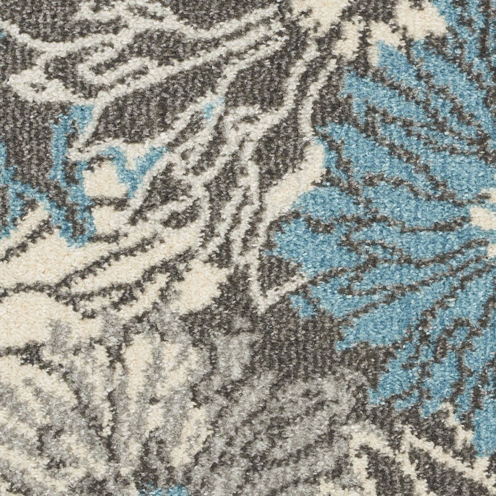 2' X 3' Blue And Gray Floral Area Rug