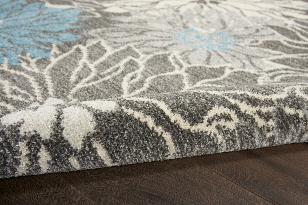 2' X 3' Blue And Gray Floral Area Rug